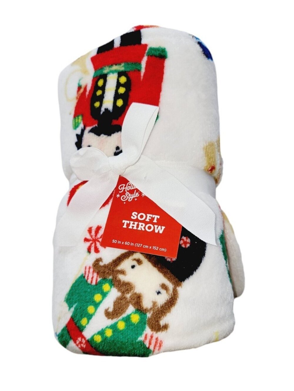 Christmas Nutcracker Soldiers Soft Plush Throw 50x60 Holiday Style NEW